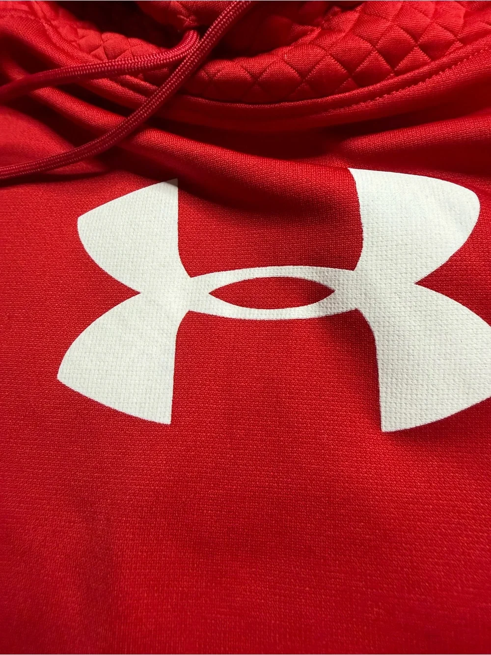 Under Armour Red Quilted-Panel Crewneck Hoodie